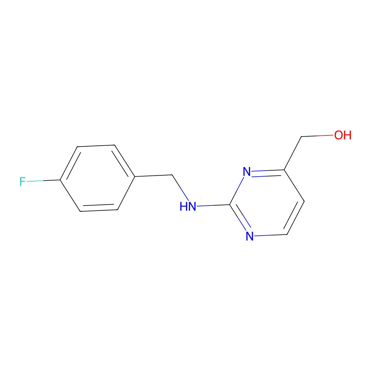 (2-{[(4-Fluorophenyl)methyl]amino}pyrimidin-4-yl)methanol molecular structure, CAS 2436383-00-3