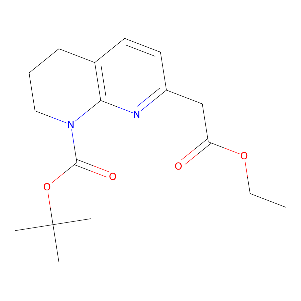 tert-butyl 7-(2-ethoxy-2-oxoethyl)-3,4-dihydro-1,8-naphthyridine-1(2H)-carboxylate molecular structure, CAS 243641-38-5
