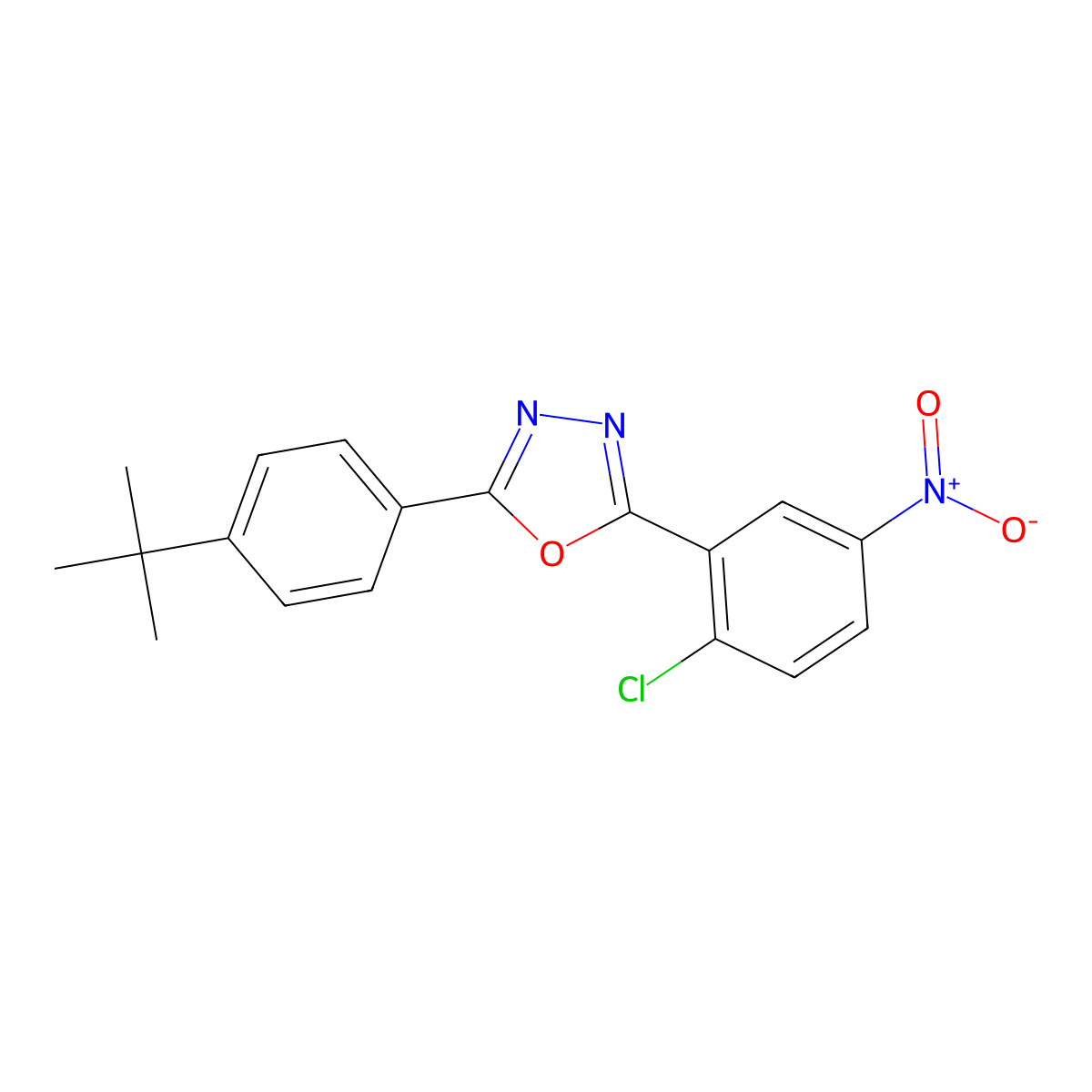 2-[4-(Tert-butyl)phenyl]-5-(2-chloro-5-nitrophenyl)-1,3,4-oxadiazole molecular structure, CAS 243644-28-2