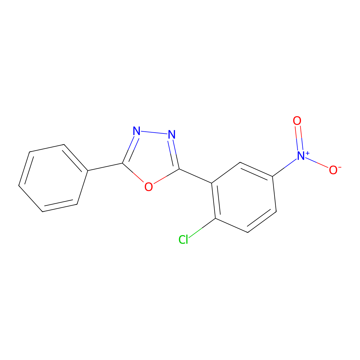 2-(2-Chloro-5-nitrophenyl)-5-phenyl-1,3,4-oxadiazole molecular structure, CAS 243644-34-0
