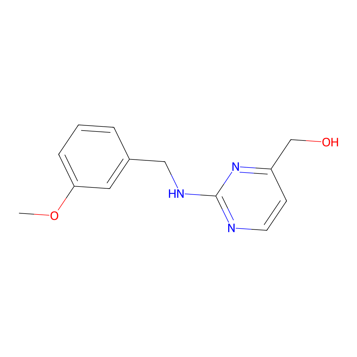 (2-{[(3-Methoxyphenyl)methyl]amino}pyrimidin-4-yl)methanol molecular structure, CAS 2436522-84-6