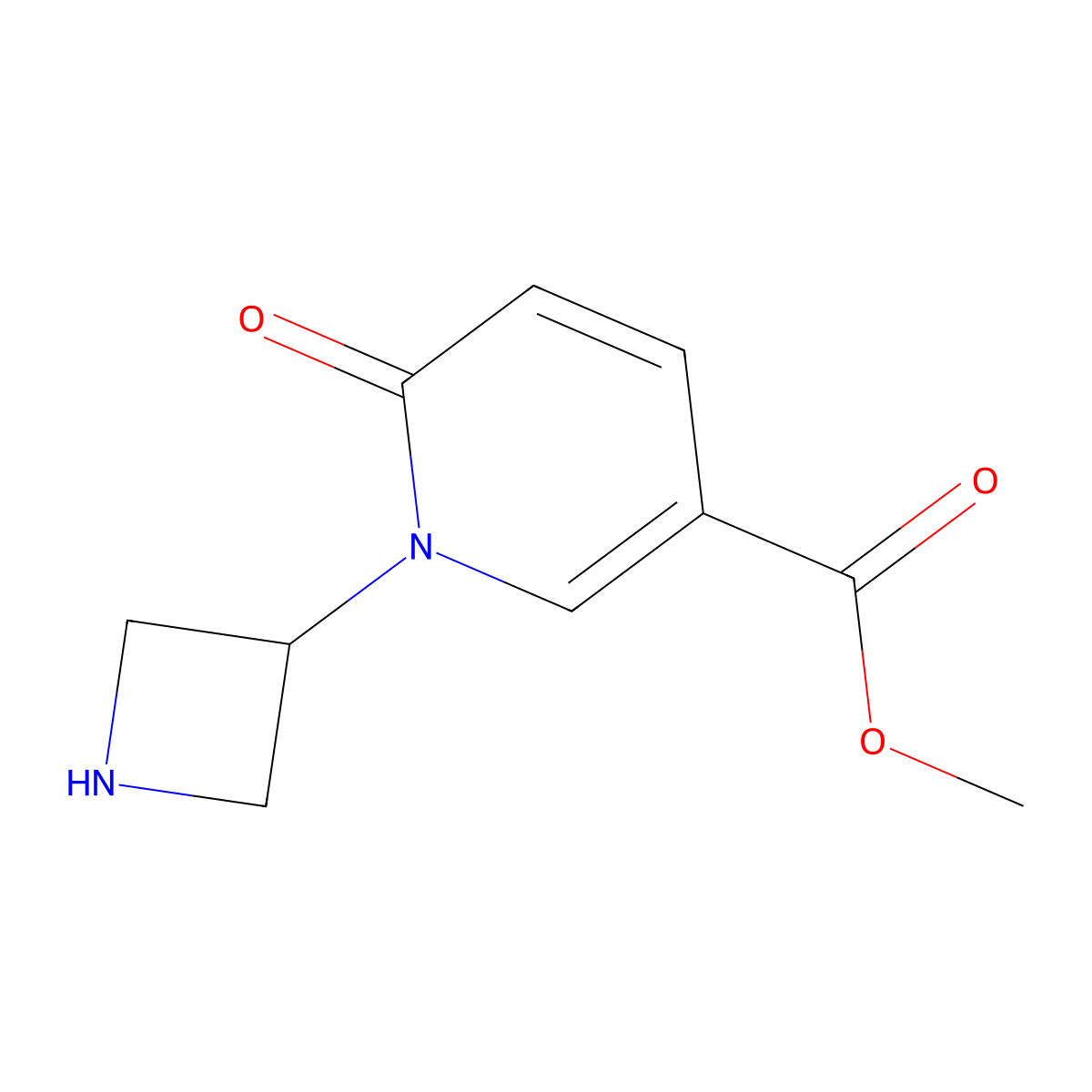 Methyl 1-(azetidin-3-yl)-6-oxo-1,6-dihydropyridine-3-carboxylate molecular structure, CAS 2436555-42-7