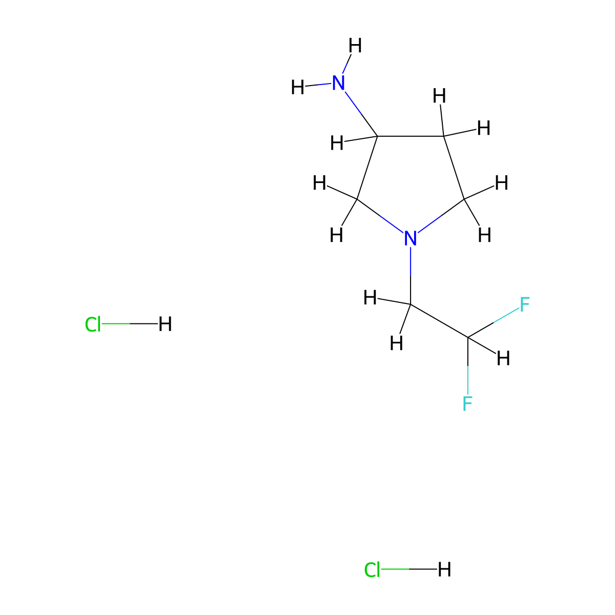 1-(2,2-Difluoroethyl)pyrrolidin-3-amine dihydrochloride molecular structure, CAS 2436556-37-3
