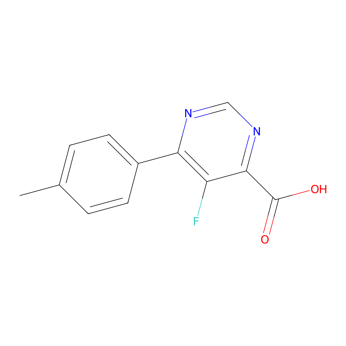 5-Fluoro-6-(4-methylphenyl)pyrimidine-4-carboxylic acid molecular structure, CAS 2436574-81-9