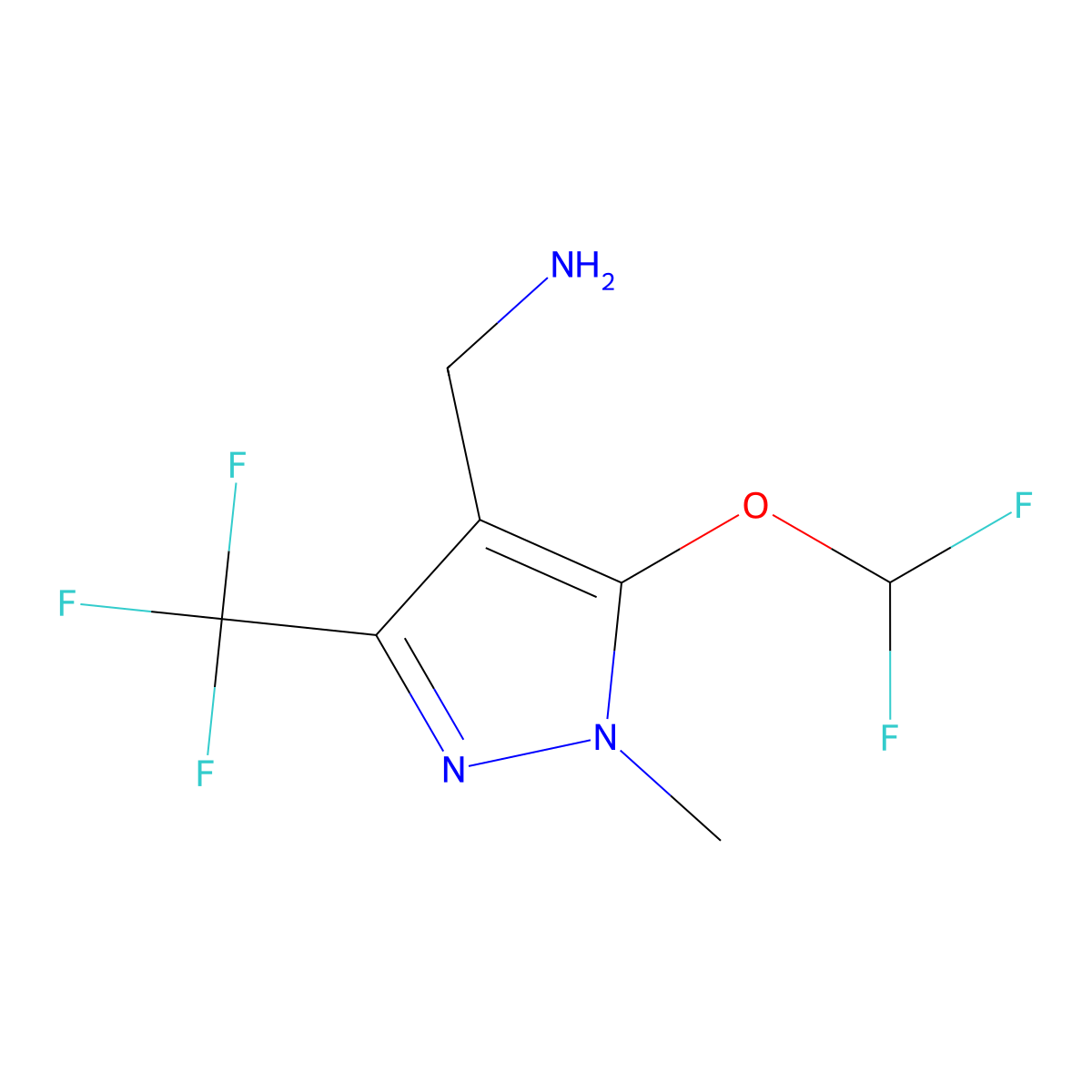 1-[5-(difluoromethoxy)-1-methyl-3-(trifluoromethyl)-1H-pyrazol-4-yl]methanamine molecular structure, CAS 2436581-22-3