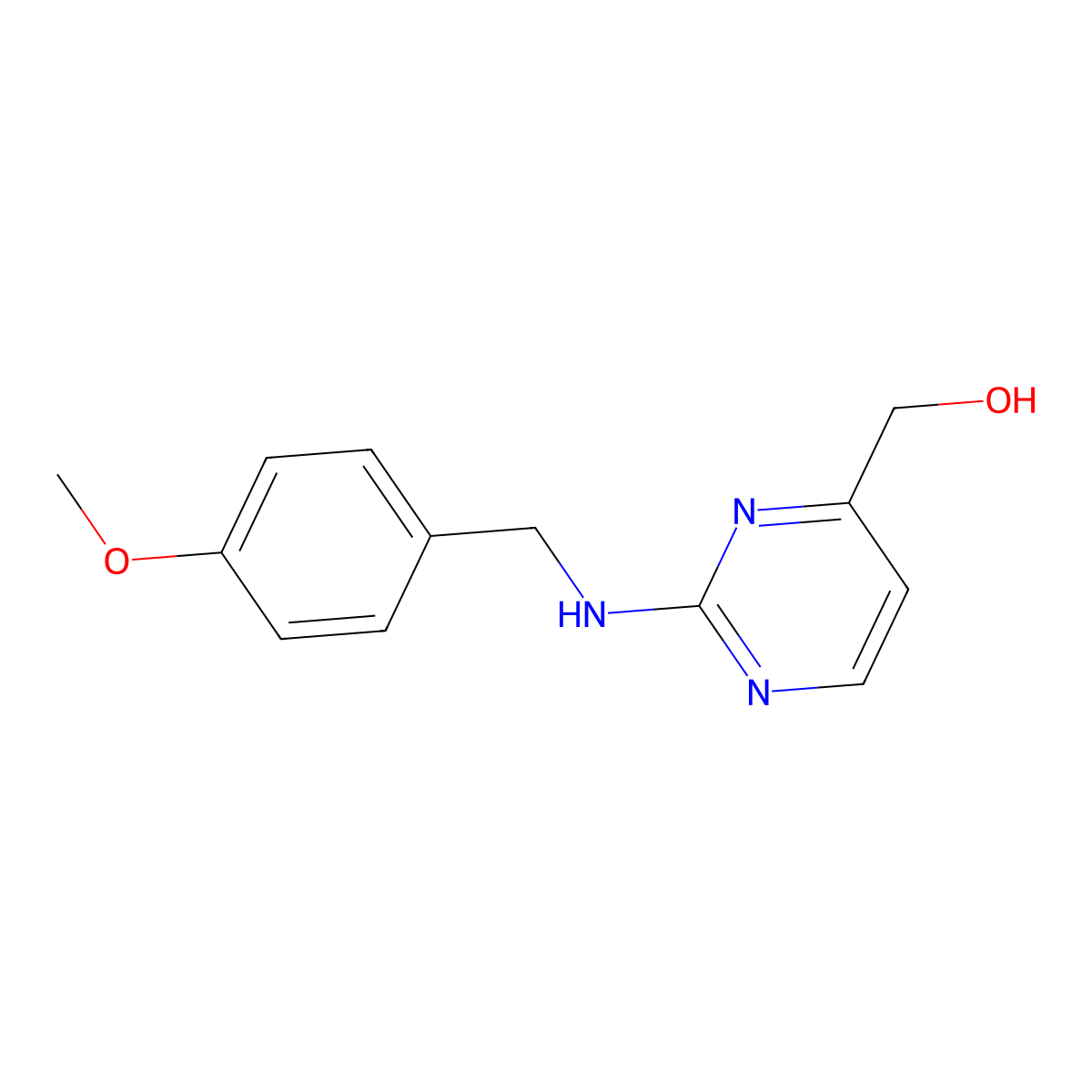 (2-{[(4-Methoxyphenyl)methyl]amino}pyrimidin-4-yl)methanol molecular structure, CAS 2436594-25-9