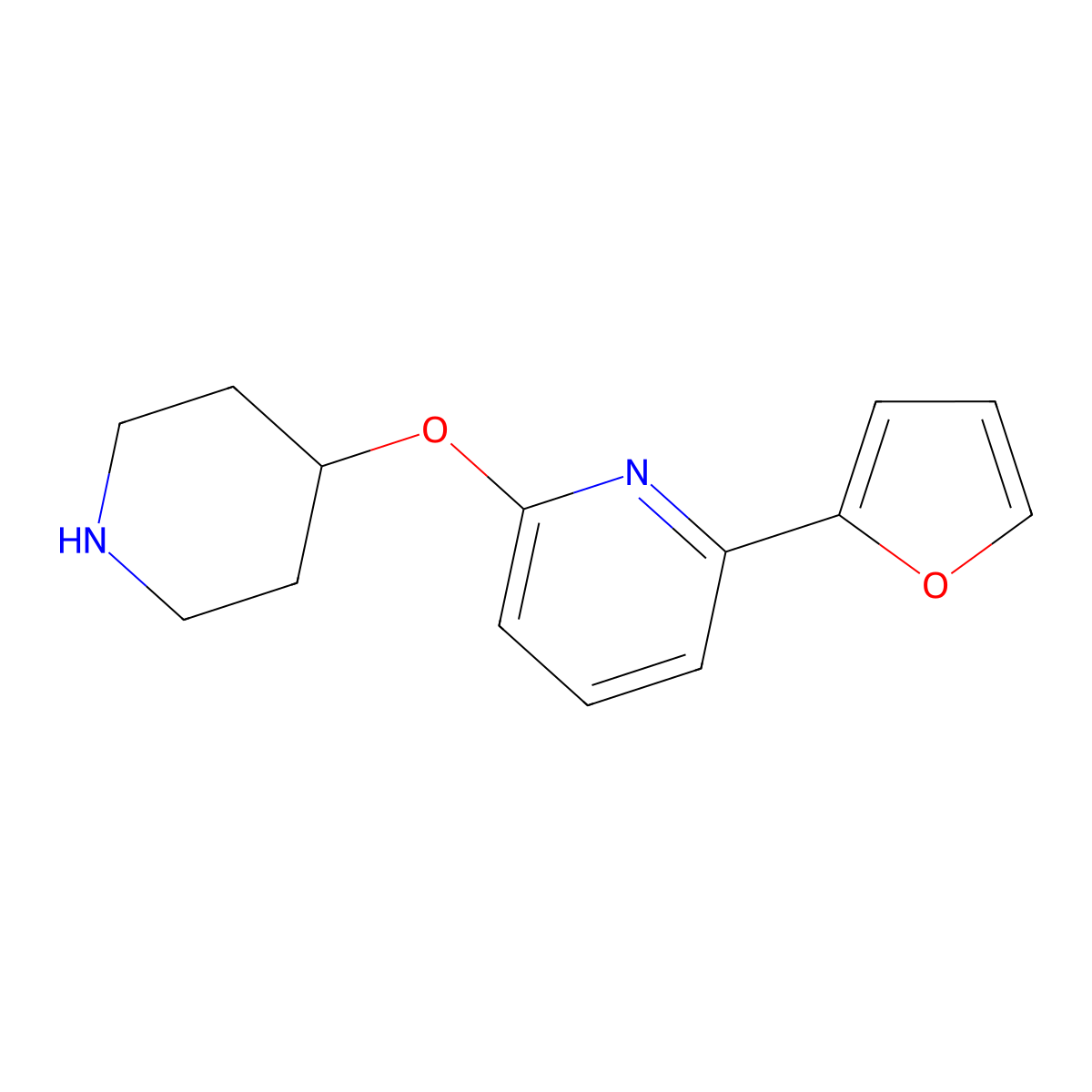 2-(Furan-2-yl)-6-(piperidin-4-yloxy)pyridine molecular structure, CAS 2436594-90-8