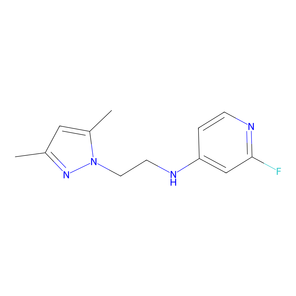N-[2-(3,5-dimethyl-1H-pyrazol-1-yl)ethyl]-2-fluoropyridin-4-amine molecular structure, CAS 2436599-08-3