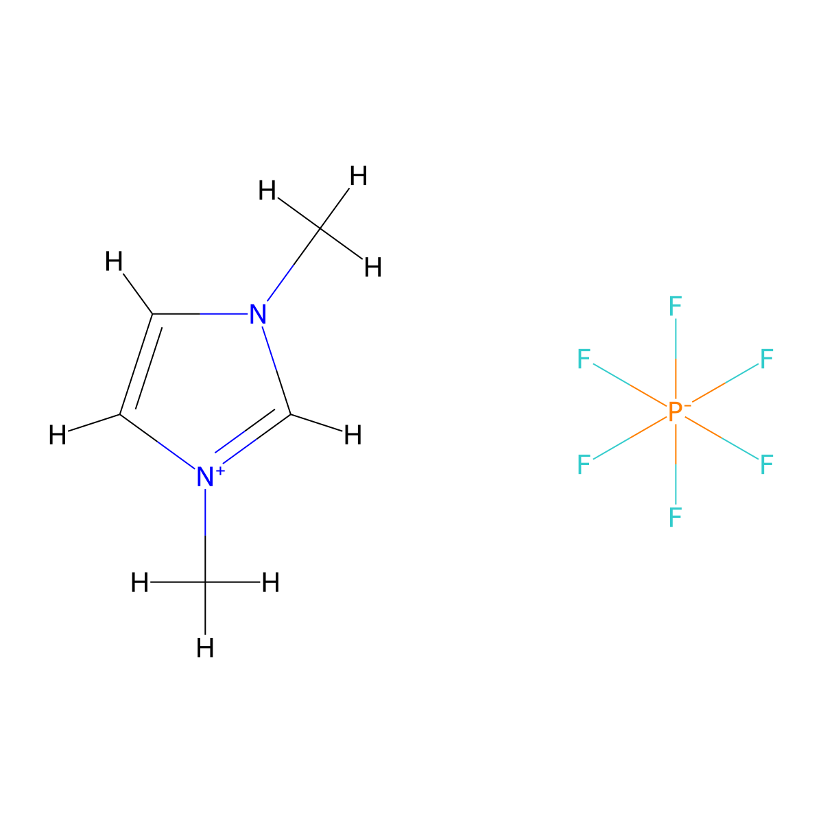 1,3-Dimethylimidazol-1-ium;hexafluorophosphate molecular structure, CAS 243664-15-5