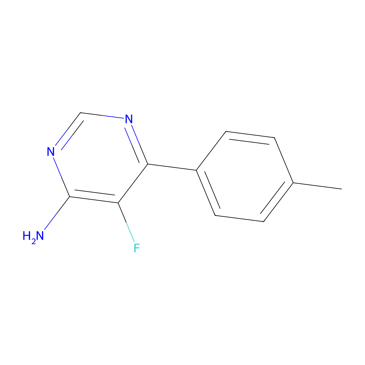 5-Fluoro-6-(4-methylphenyl)pyrimidin-4-amine molecular structure, CAS 2436648-12-1