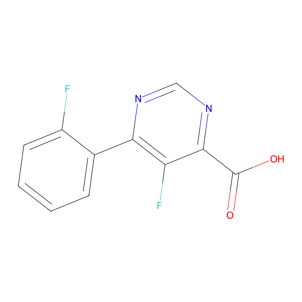 5-Fluoro-6-(2-fluorophenyl)pyrimidine-4-carboxylic acid molecular structure, CAS 2436648-71-2