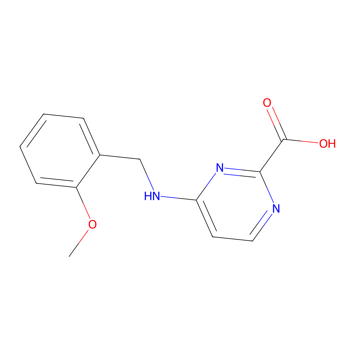 4-{[(2-Methoxyphenyl)methyl]amino}pyrimidine-2-carboxylic acid molecular structure, CAS 2436649-08-8