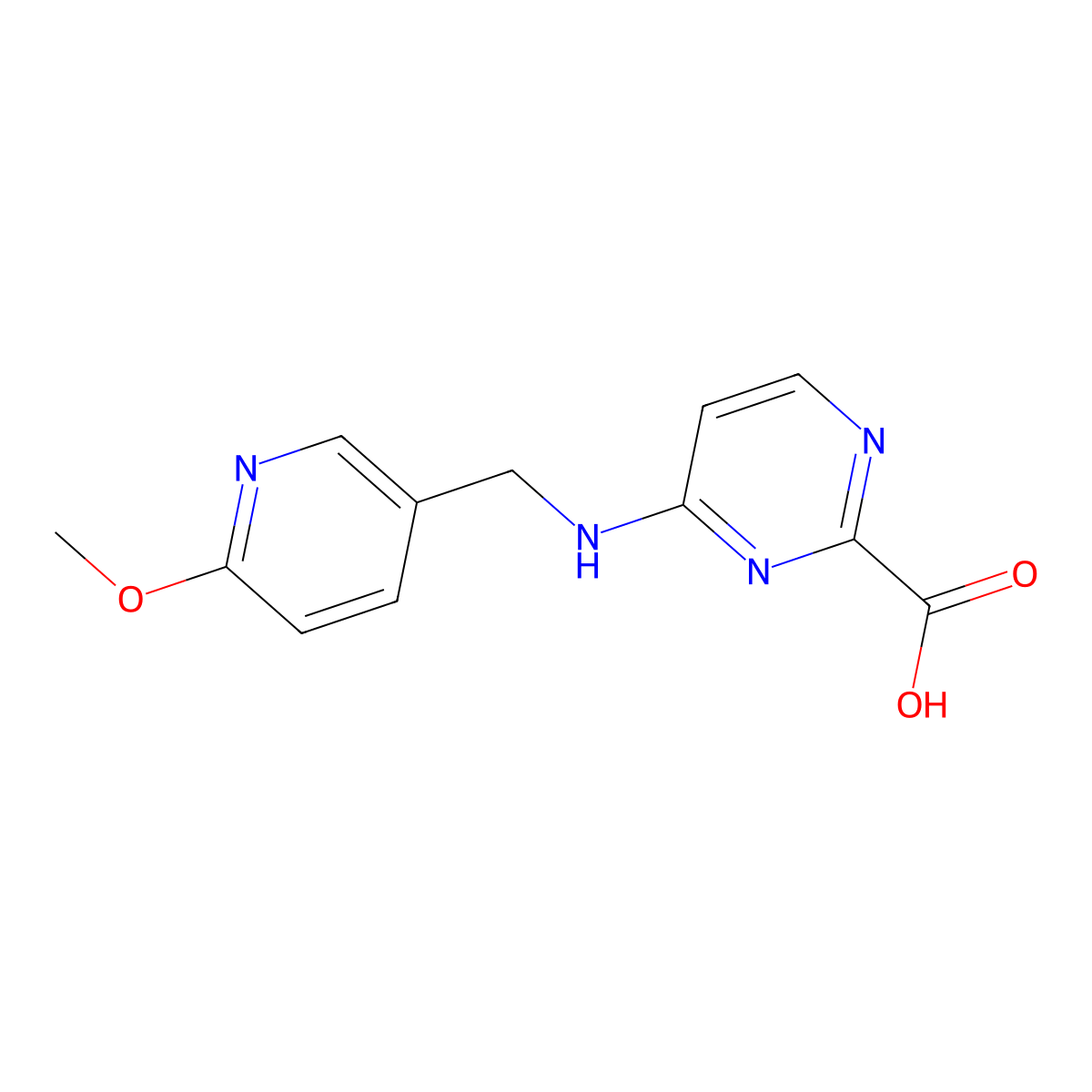 4-{[(6-Methoxypyridin-3-yl)methyl]amino}pyrimidine-2-carboxylic acid molecular structure, CAS 2436649-12-4