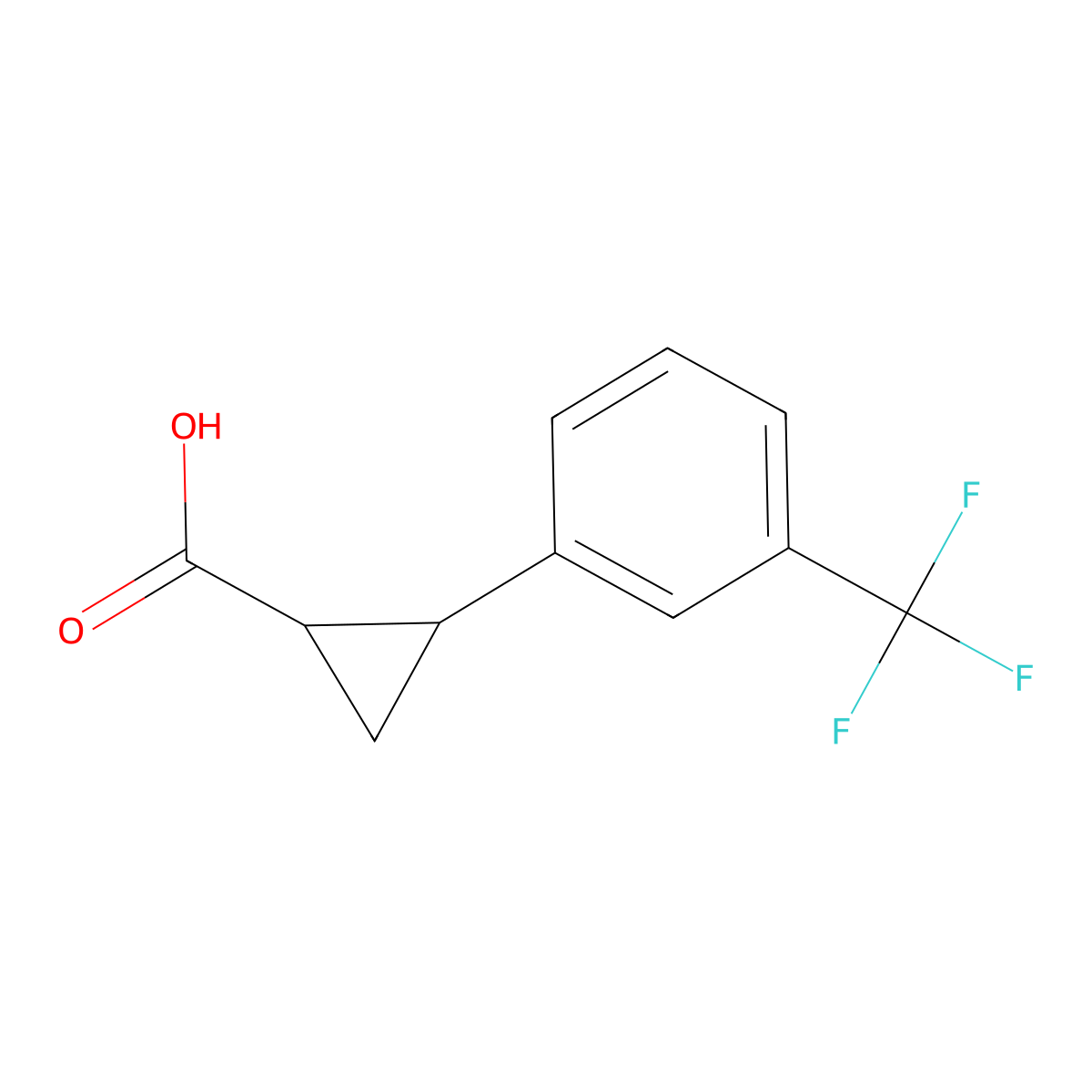 rac-(1R,2R)-2-(3-(trifluoromethyl)phenyl)cyclopropane-1-carboxylic acid molecular structure, CAS 243665-18-1