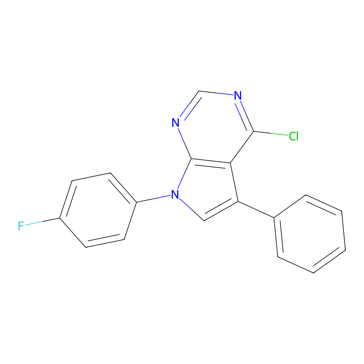4-Chloro-7-(4-fluoro-phenyl)-5-phenyl-7H-pyrrolo[2,3-d]pyrimidine molecular structure, CAS 243665-99-8