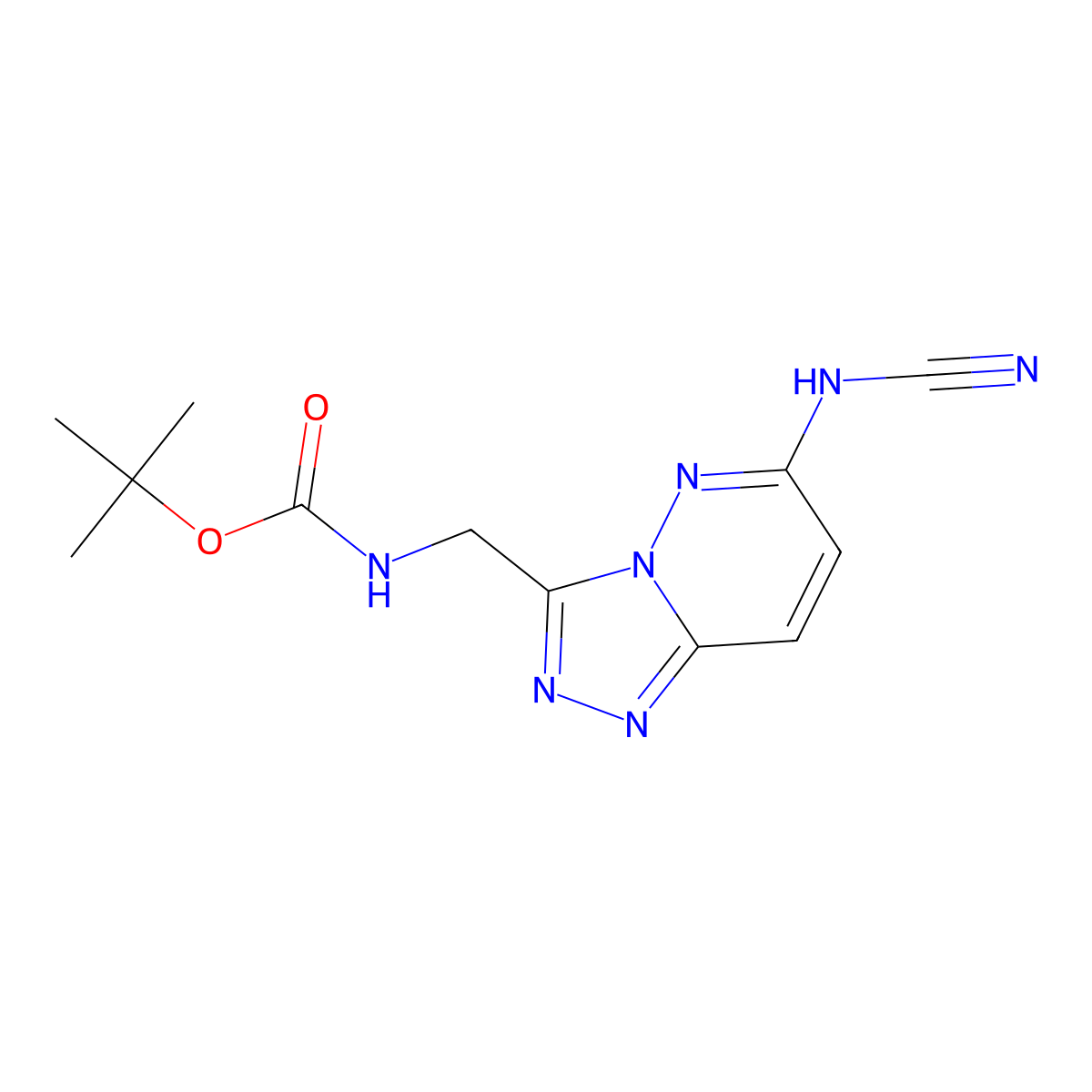 tert-Butyl {[6-(cyanoamino)[1,2,4]triazolo[4,3-b]pyridazin-3-yl]methyl}carbamate molecular structure, CAS 2436675-33-9