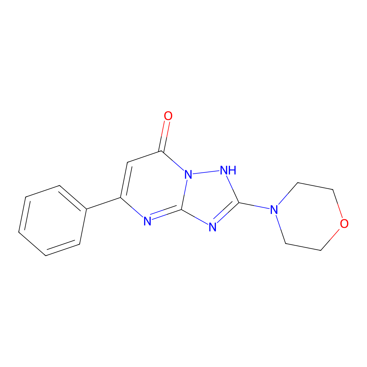 2-Morpholin-4-yl-5-phenyl[1,2,4]triazolo[1,5-a]pyrimidin-7(4H)-one molecular structure, CAS 2436675-42-0