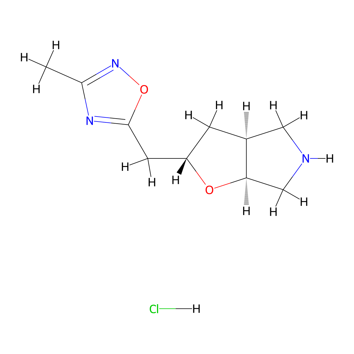 Rel-(2S,3aS,6aS)-2-((3-methyl-1,2,4-oxadiazol-5-yl)methyl)hexahydro-2H-furo[2,3-c]pyrrole hydrochloride molecular structure, CAS 2436690-47-8