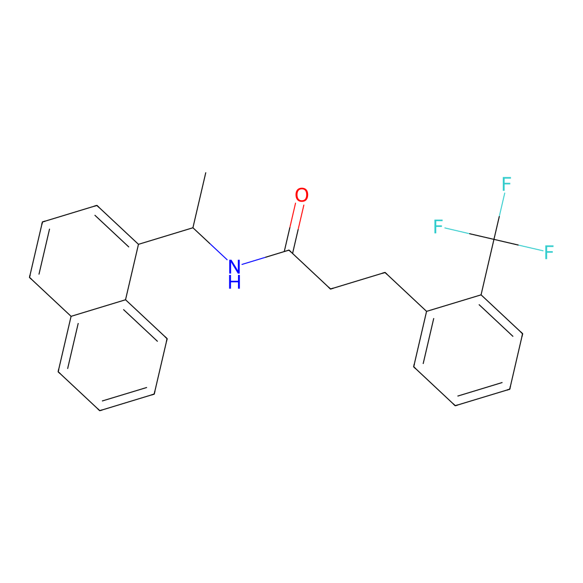(R)-N-(1-(naphthalen-1-yl)ethyl)-3-(2-(trifluoromethyl)phenyl)propanamide molecular structure, CAS 2436762-80-8