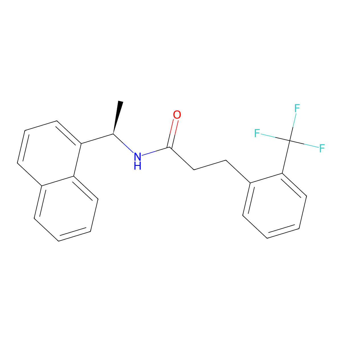 (R)-N-(1-(naphthalen-1-yl)ethyl)-3-(2-(trifluoromethyl)phenyl)propanamide molecular structure, CAS 2436762-80-8