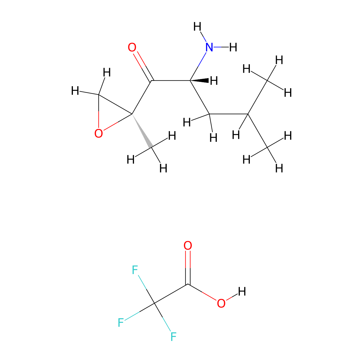 (R)-2-amino-4-methyl-1-((S)-2-methyloxiran-2-yl)pentan-1-one 2,2,2-trifluoroacetate molecular structure, CAS 2436762-87-5