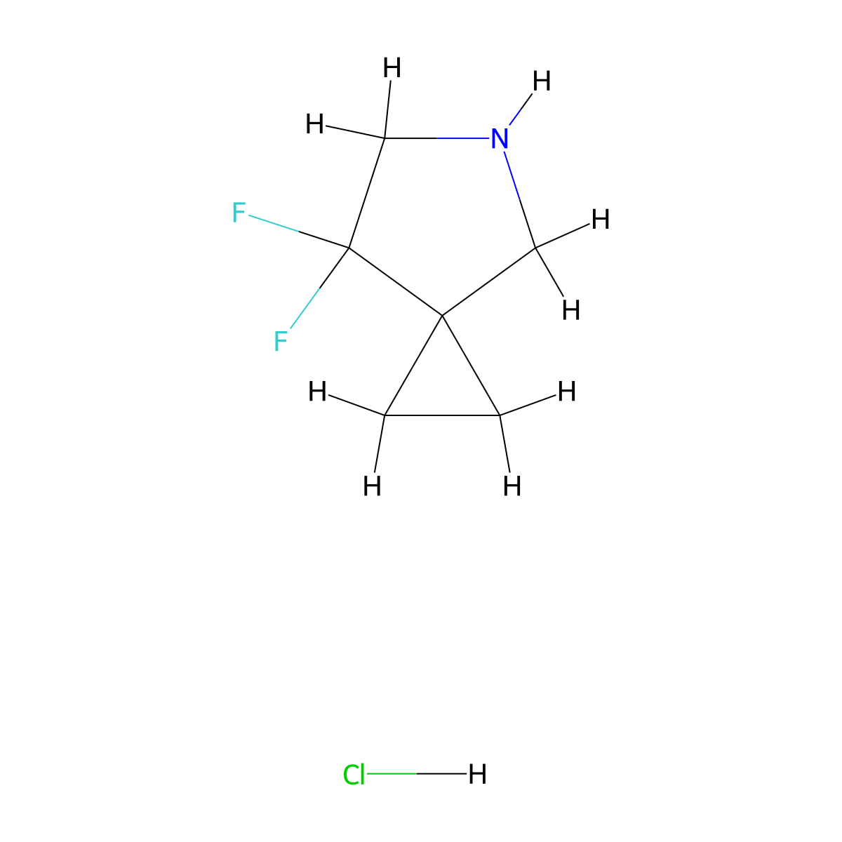 7,7-Difluoro-5-azaspiro(2.4)heptane hydrochloride molecular structure, CAS 2436770-95-3