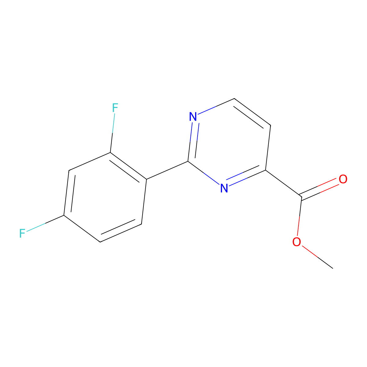 Methyl 2-(2,4-difluorophenyl)pyrimidine-4-carboxylate molecular structure, CAS 2436785-60-1