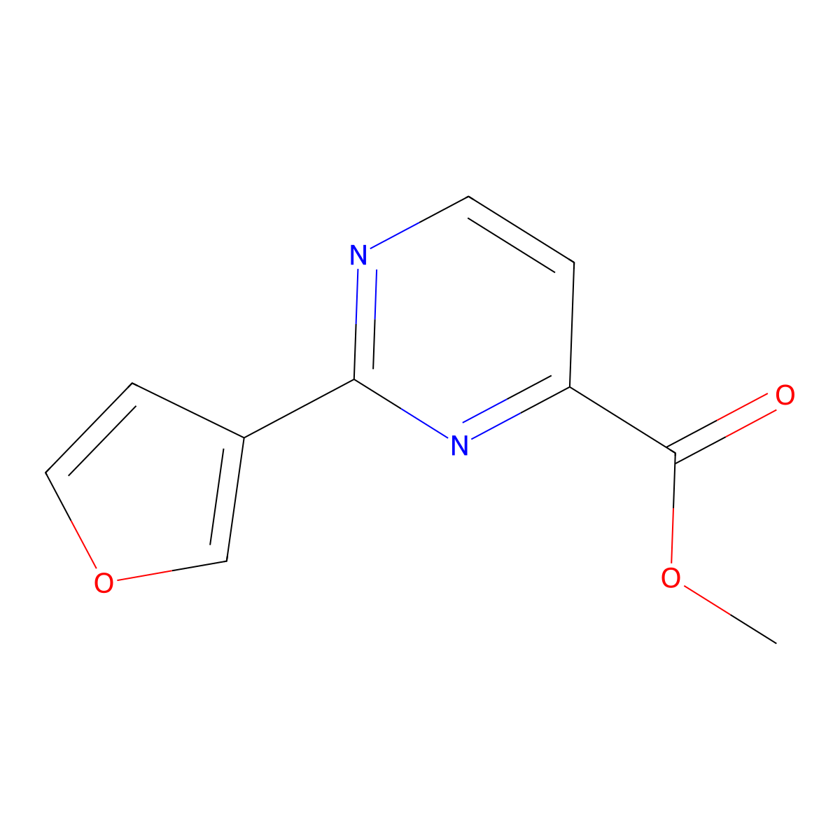 Methyl 2-(furan-3-yl)pyrimidine-4-carboxylate molecular structure, CAS 2436785-68-9