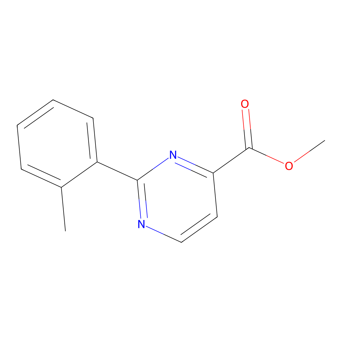 Methyl 2-(o-tolyl)pyrimidine-4-carboxylate molecular structure, CAS 2436785-82-7