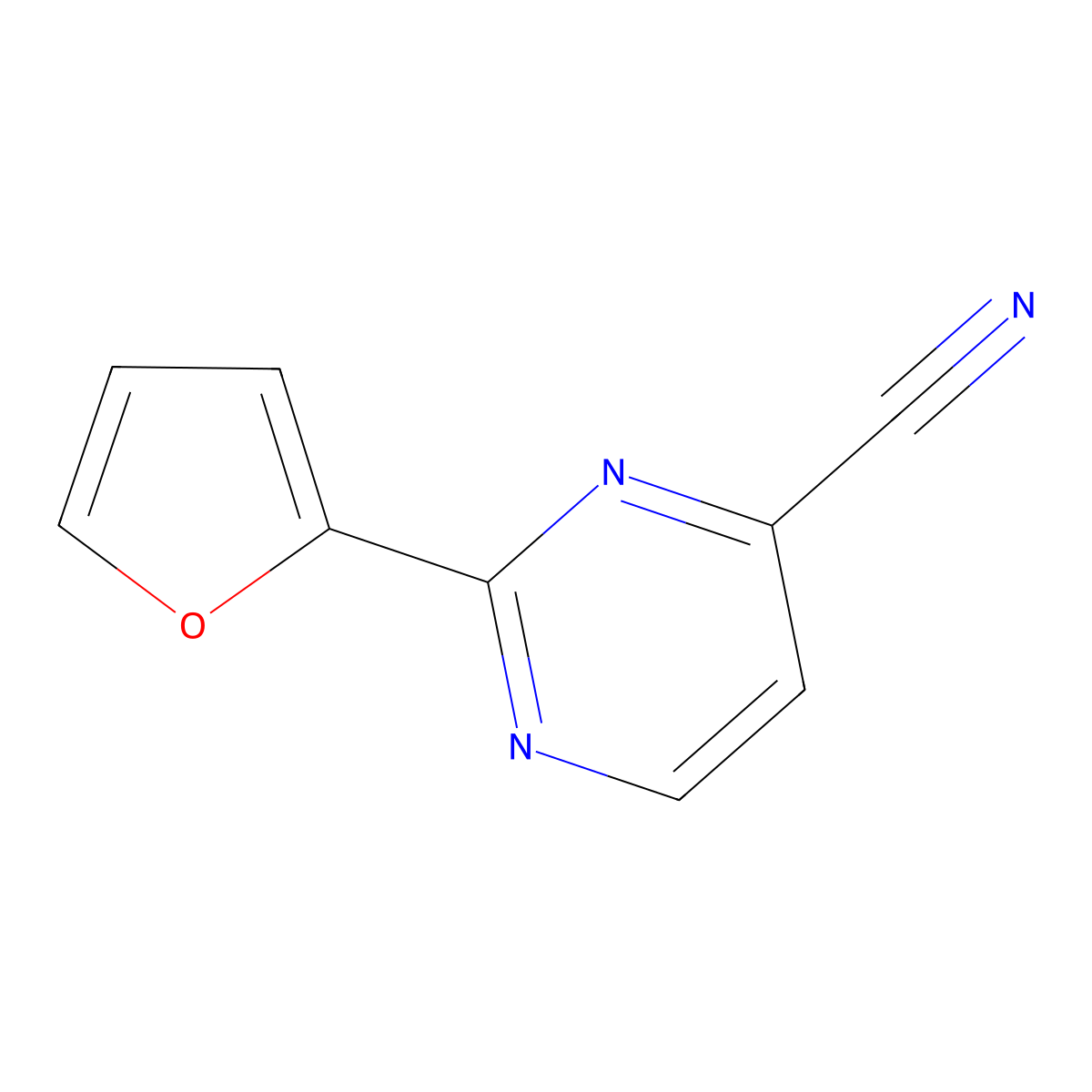 2-(Furan-2-yl)pyrimidine-4-carbonitrile molecular structure, CAS 2436786-16-0