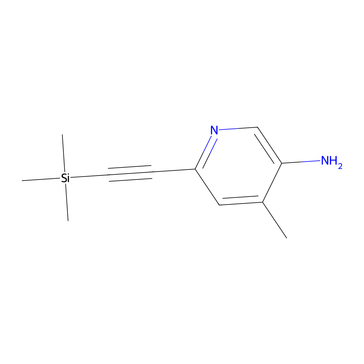 4-Methyl-6-((trimethylsilyl)ethynyl)pyridin-3-amine molecular structure, CAS 2436967-64-3