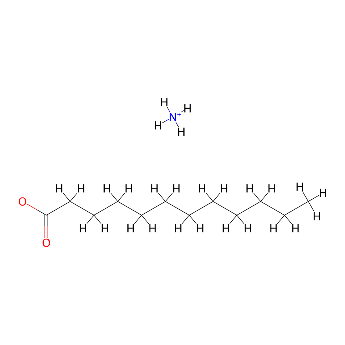 Ammonium laurate molecular structure, CAS 2437-23-2