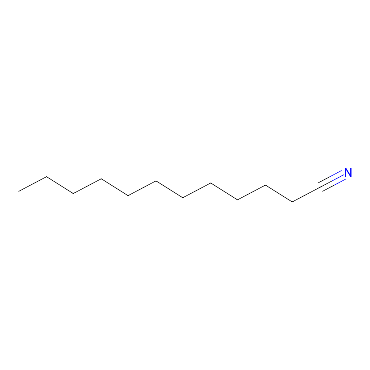 Dodecanenitrile molecular structure, CAS 2437-25-4