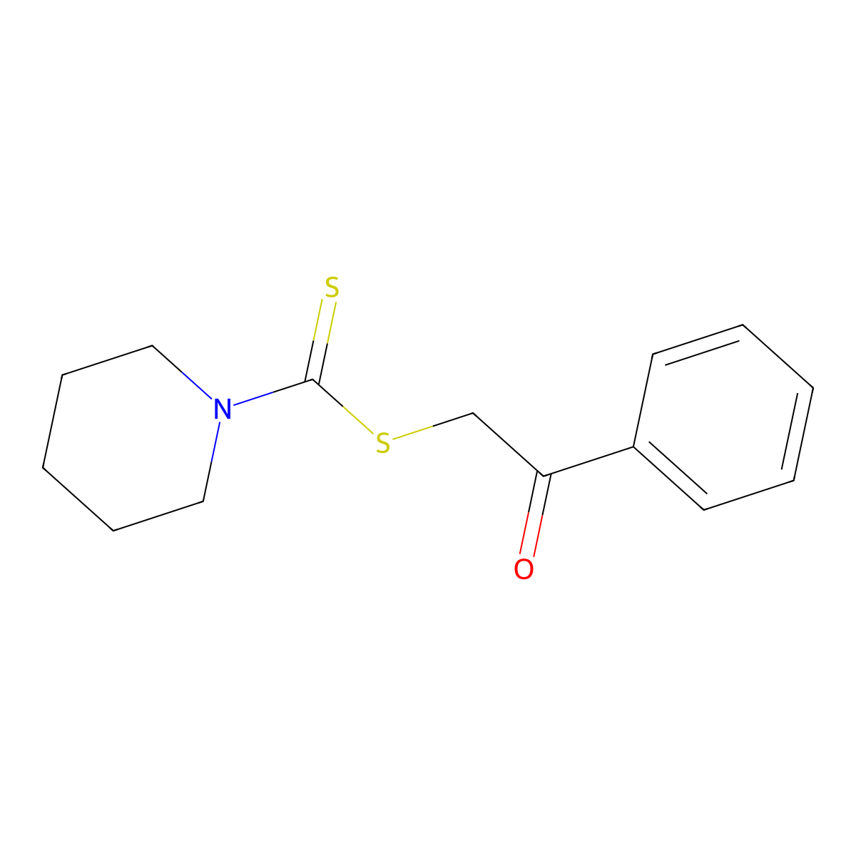 Phenacyl piperidine-1-carbodithioate molecular structure, CAS 24372-60-9