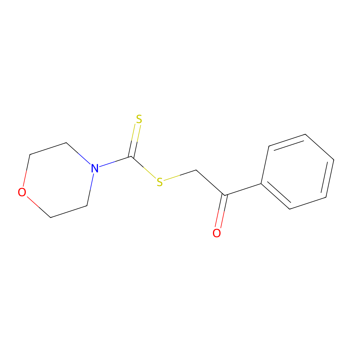 2-Oxo-2-phenylethyl morpholine-4-carbodithioate molecular structure, CAS 24372-61-0