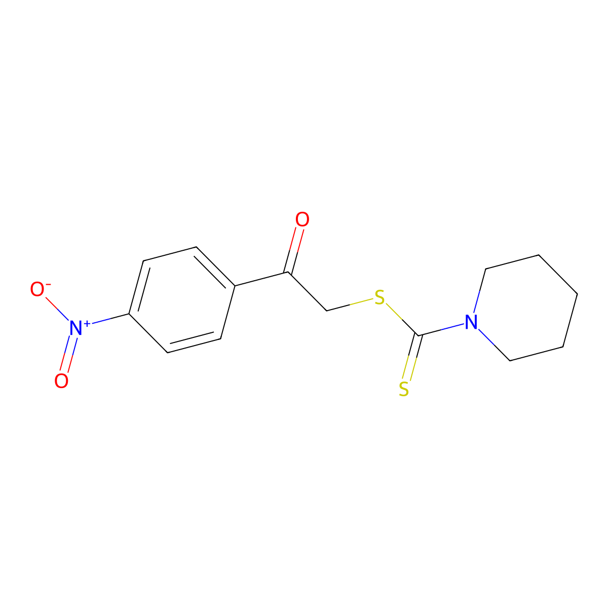 2-{4-Nitrophenyl}-2-oxoethyl 1-piperidinecarbodithioate molecular structure, CAS 24372-63-2