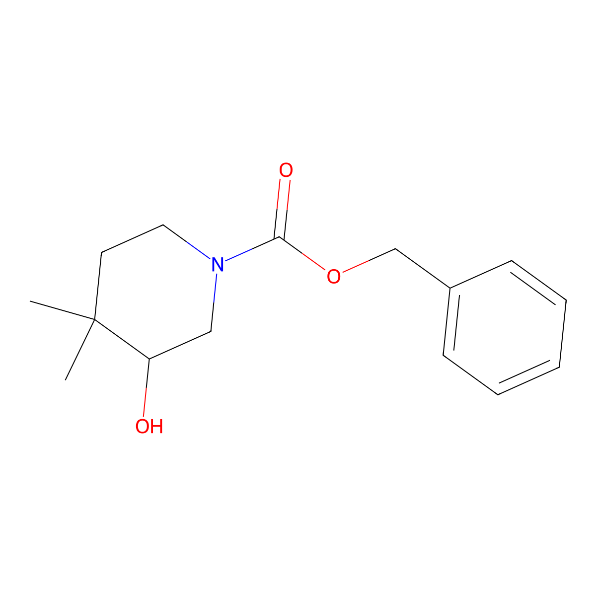 Benzyl 3-hydroxy-4,4-dimethylpiperidine-1-carboxylate molecular structure, CAS 2437202-06-5