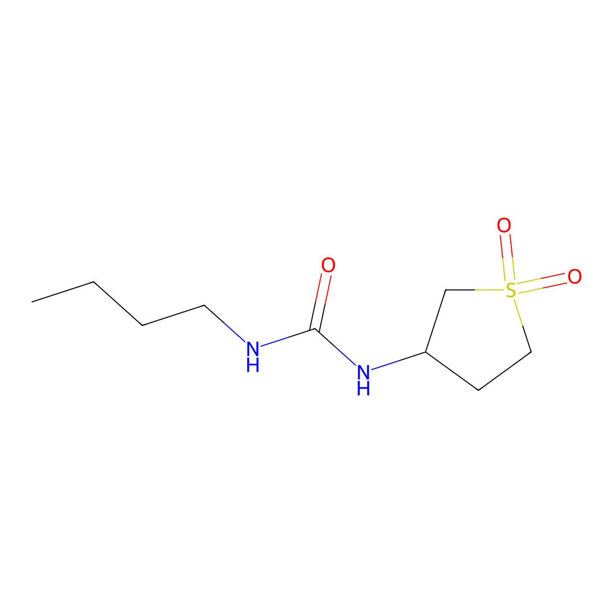 1-Butyl-3-(1,1-dioxidotetrahydrothiophen-3-yl)urea molecular structure, CAS 24373-79-3