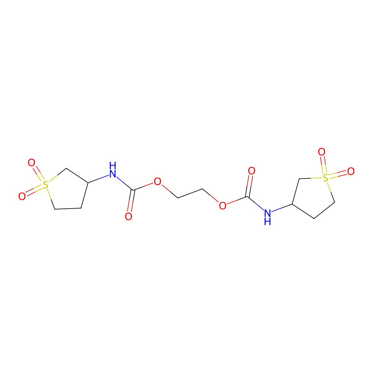 3-Thiophenecarbamic acid, tetrahydro-, ethylene ester, 1,1,1',1'-tetraoxide molecular structure, CAS 24373-84-0
