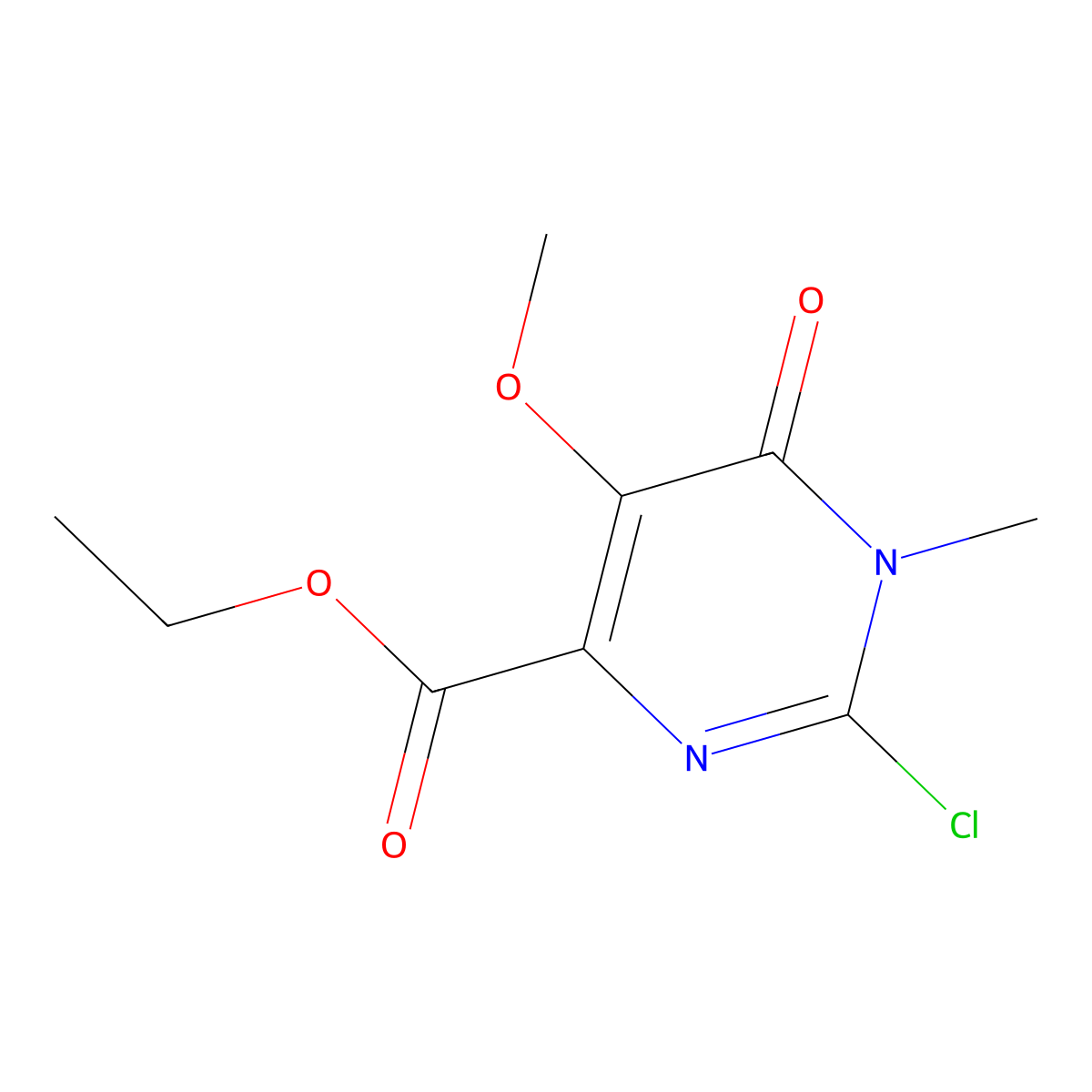 Ethyl 2-chloro-5-methoxy-1-methyl-6-oxo-1,6-dihydropyrimidine-4-carboxylate molecular structure, CAS 2437311-73-2