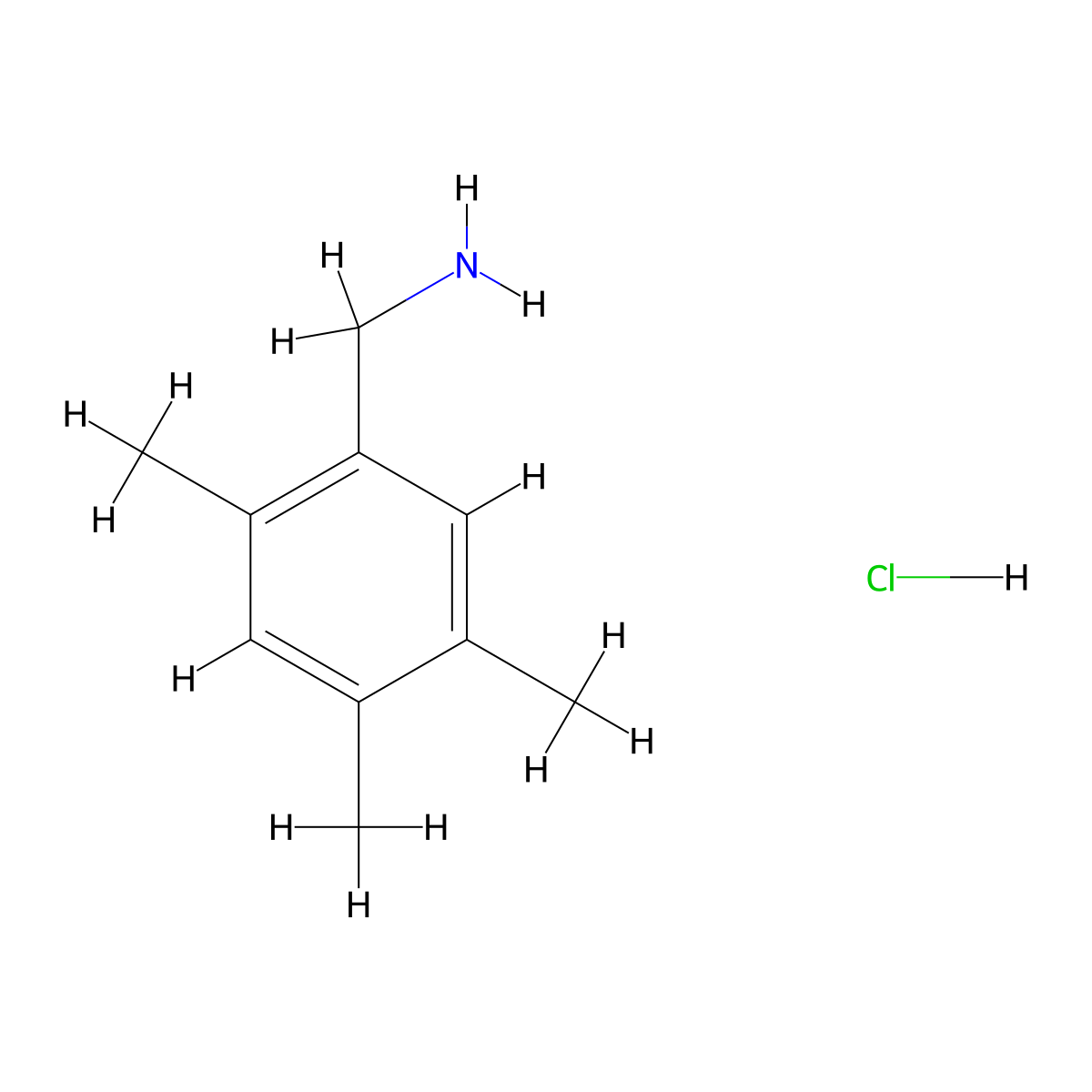 (2,4,5-Trimethylphenyl)methanamine hydrochloride molecular structure, CAS 2437314-45-7