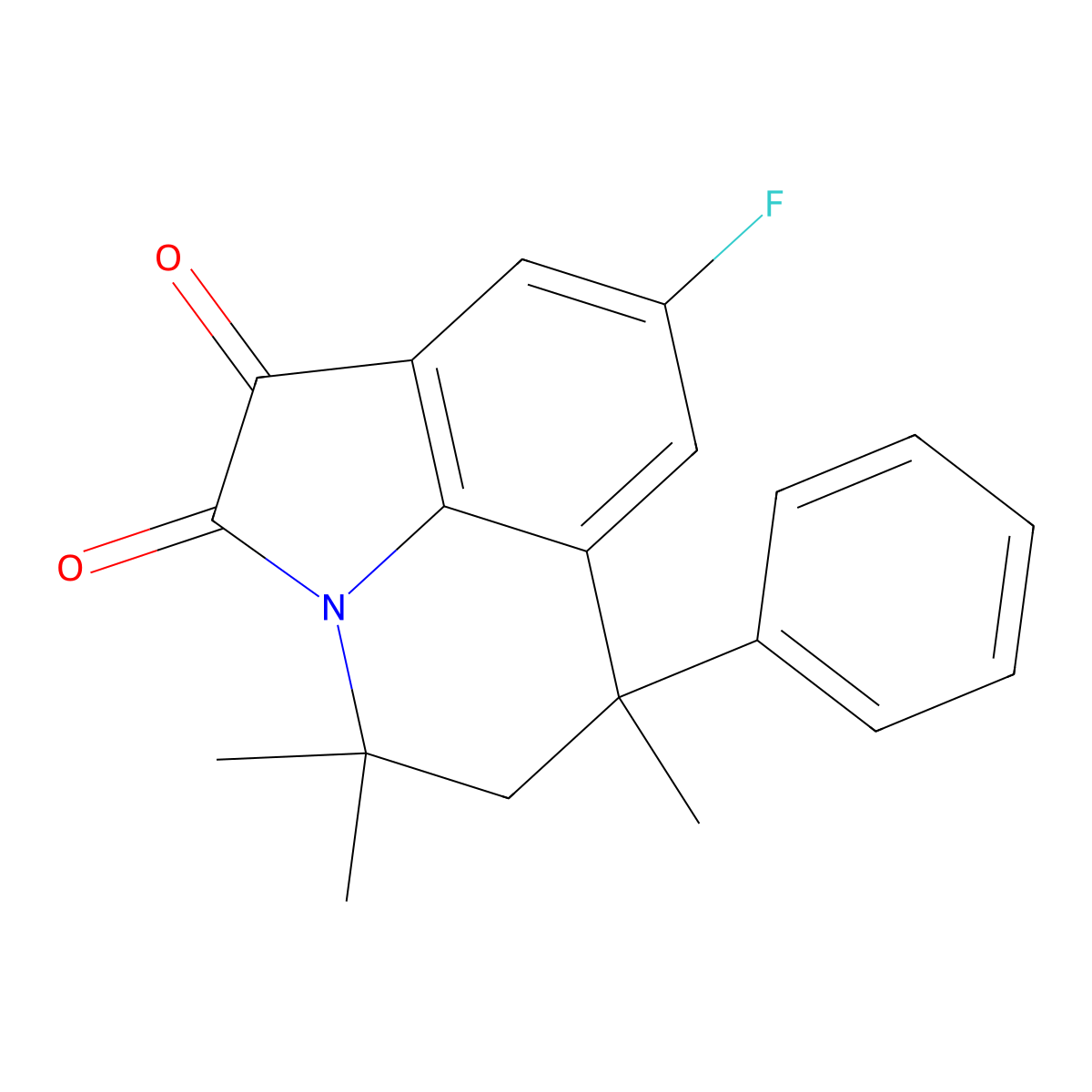 8-Fluoro-4,4,6-trimethyl-6-phenyl-5,6-dihydro-4H-pyrrolo[3,2,1-ij]quinoline-1,2-dione molecular structure, CAS 2437314-59-3