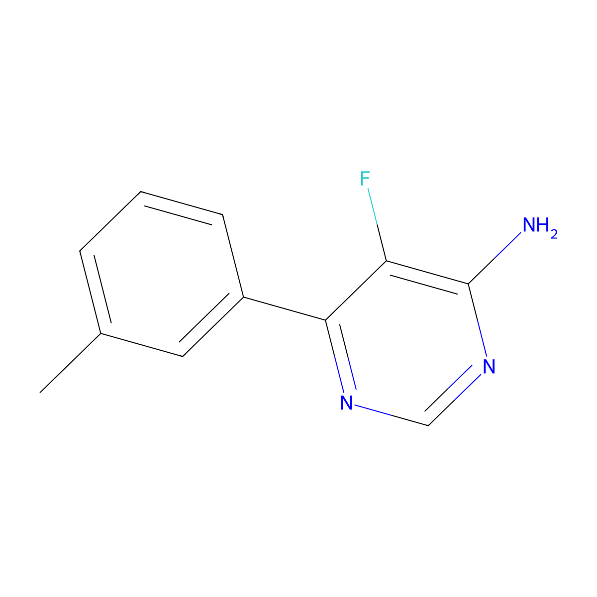 5-Fluoro-6-(3-methylphenyl)pyrimidin-4-amine molecular structure, CAS 2437584-29-5