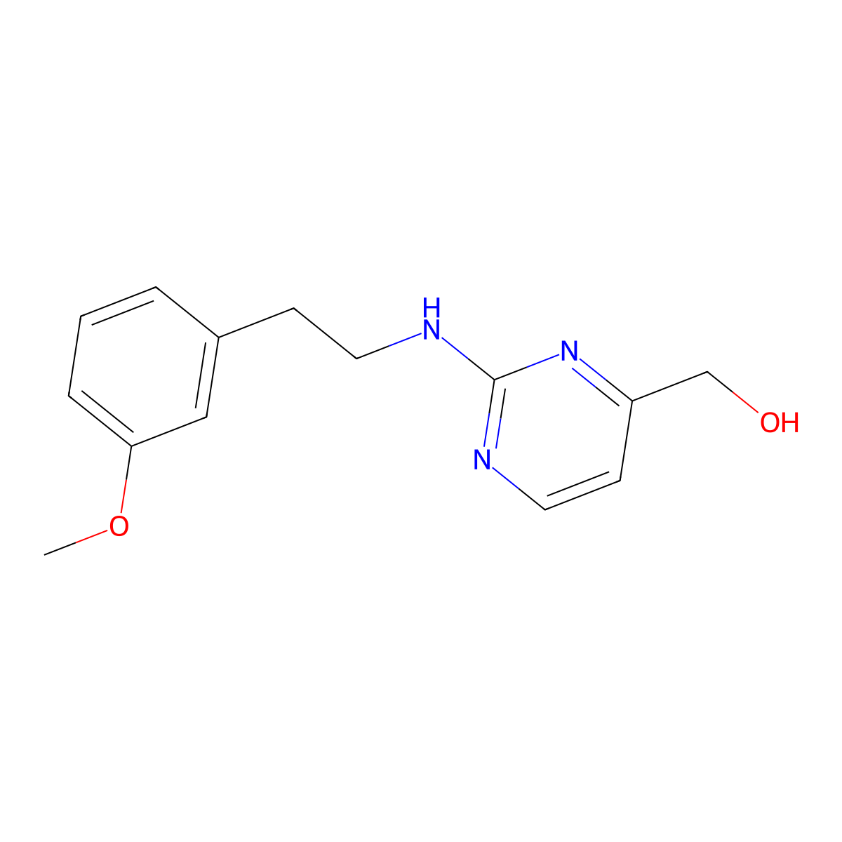 (2-{[2-(3-Methoxyphenyl)ethyl]amino}pyrimidin-4-yl)methanol molecular structure, CAS 2437615-87-5