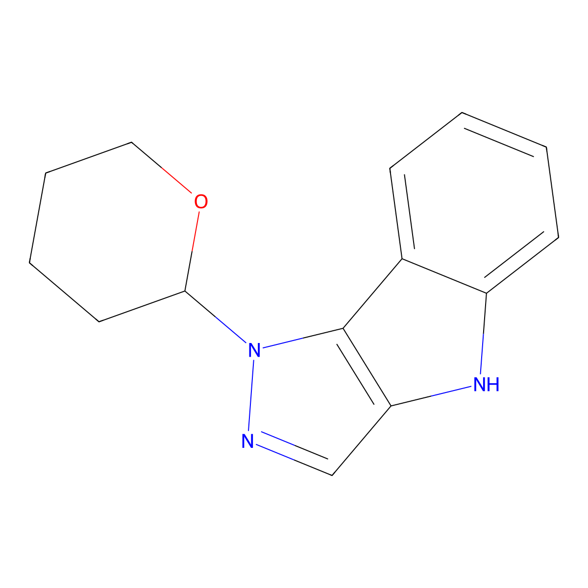 1-(tetrahydro-2H-pyran-2-yl)-1,4-dihydropyrazolo[4,3-b]indole molecular structure, CAS 2437636-43-4