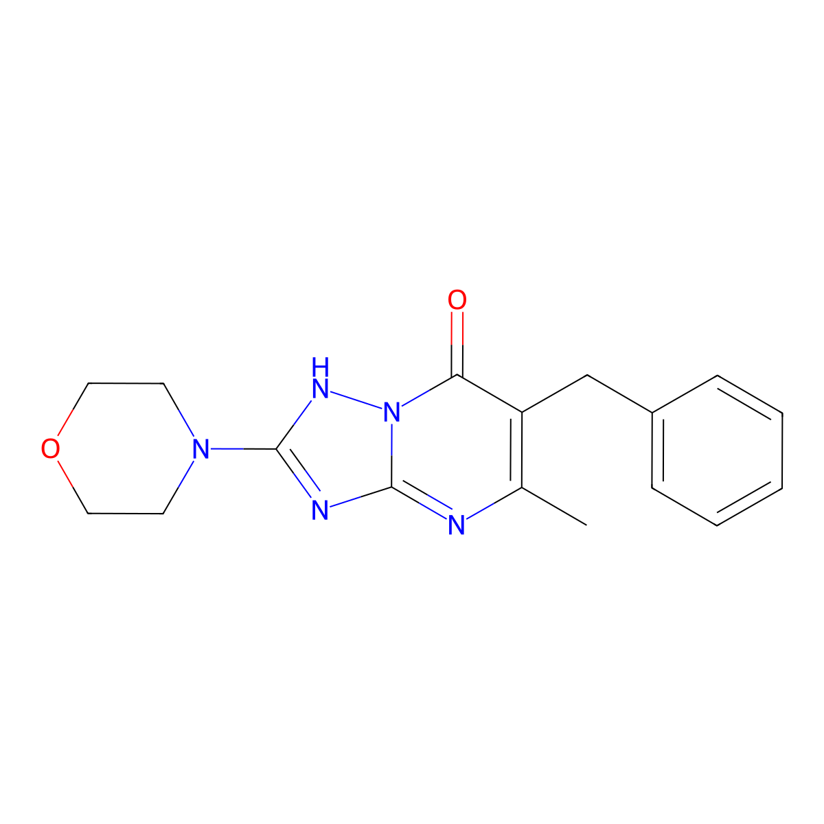 6-Benzyl-5-methyl-2-morpholin-4-yl[1,2,4]triazolo[1,5-a]pyrimidin-7(4H)-one molecular structure, CAS 2437650-82-1