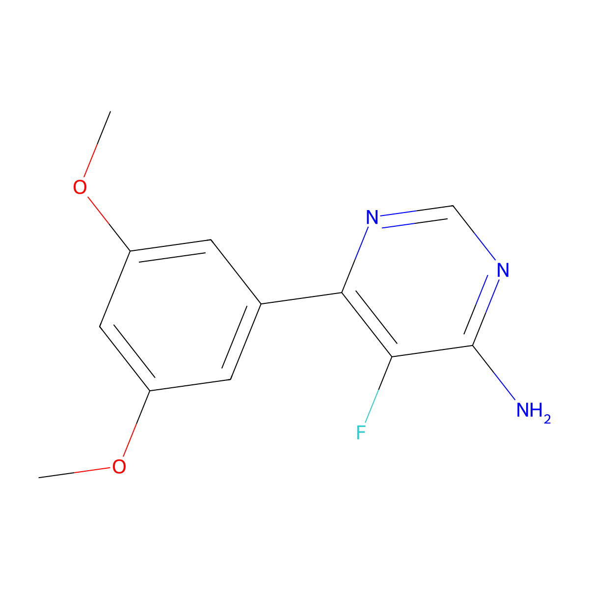 6-(3,5-Dimethoxyphenyl)-5-fluoropyrimidin-4-amine molecular structure, CAS 2437706-37-9
