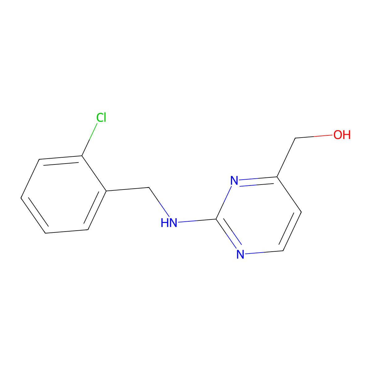(2-{[(2-Chlorophenyl)methyl]amino}pyrimidin-4-yl)methanol molecular structure, CAS 2438044-83-6
