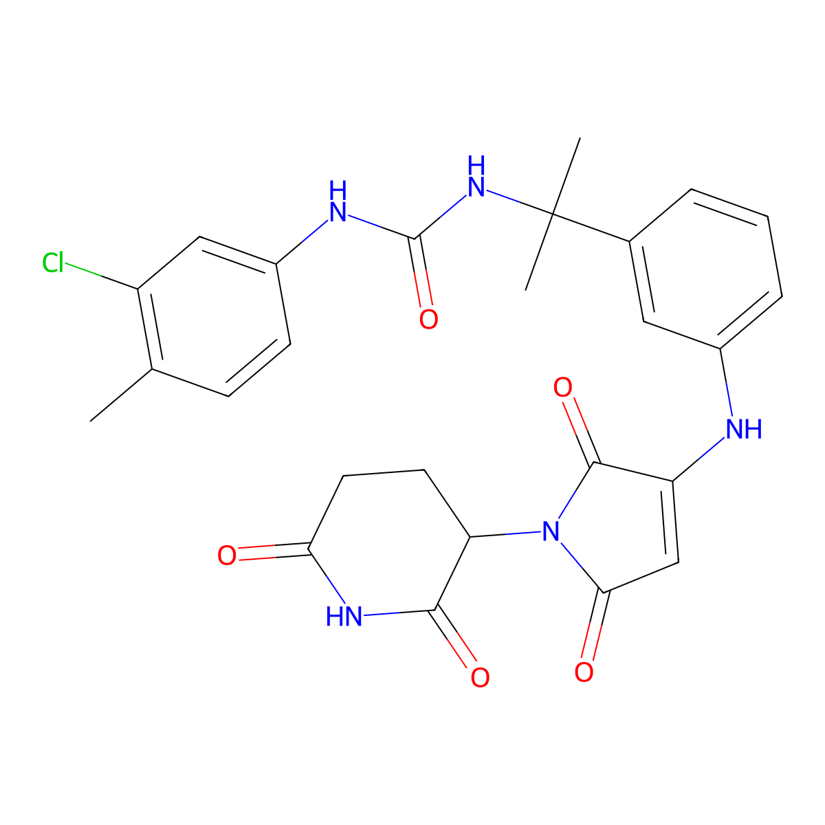 3-(3-chloro-4-methylphenyl)-1-[2-(3-{[1-(2,6-dioxopiperidin-3-yl)-2,5-dioxo-2,5-dihydro-1H-pyrrol-3-yl]amino}phenyl)propan-2-yl]urea molecular structure, CAS 2438124-95-7