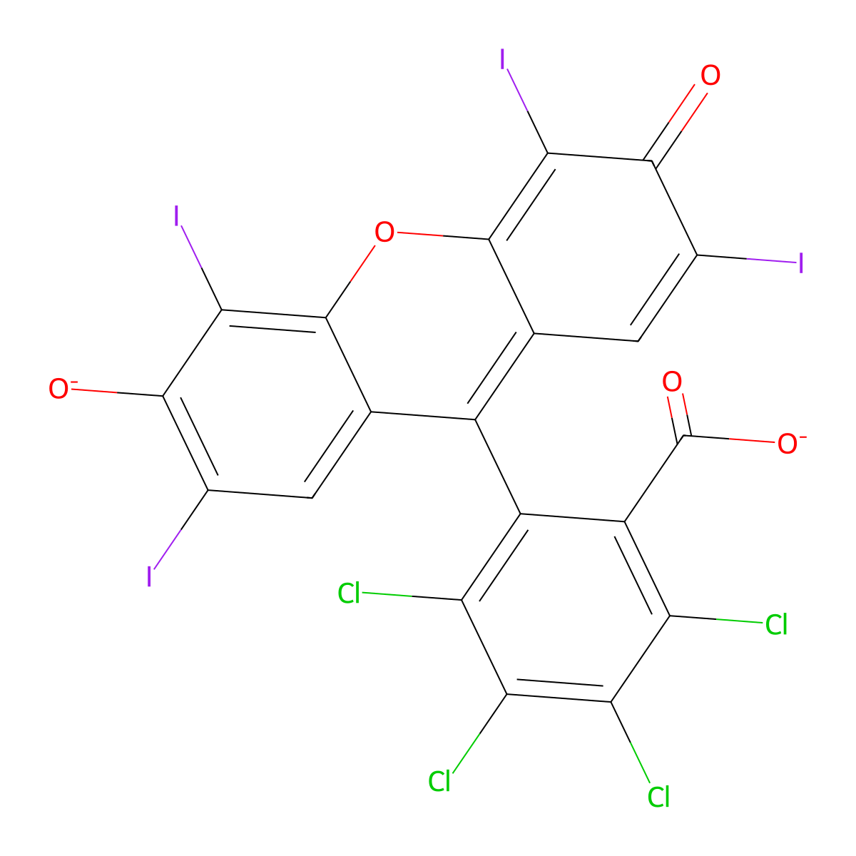 2,3,4,5-tetrachloro-6-(2,4,5,7-tetraiodo-6-oxido-3-oxo-3H-xanthen-9-yl)benzoate molecular structure, CAS 2438210-60-5